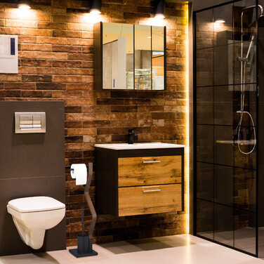 Relaxdays WC Garnitur stehend schwarz