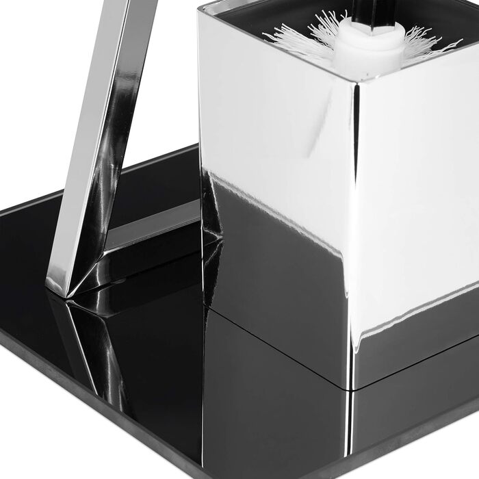Relaxdays WC Garnitur GLASS H x B x T: 77 x 25 x 25 cm Toilettenpapierhalter aus Glas und Metall in Edelstahl-Optik mit Klobürste als Klopapierhalter freistehend WC Bürstengarnitur, silber-schwarz