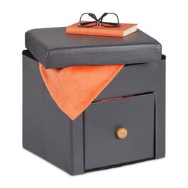 Relaxdays Faltbarer Sitzhocker mit Schublade