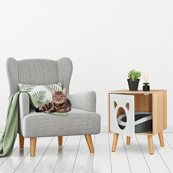 Relaxdays Katzenschrank mit aufklappbarer Tür