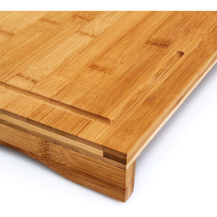 Relaxdays Bambus Schneidebrett 4,5x52x29cm mit Saftrinne, natur
