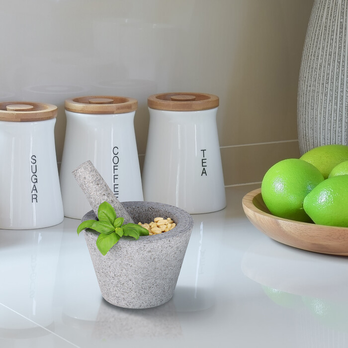 Relaxdays Mörser mit Stößel aus Granit