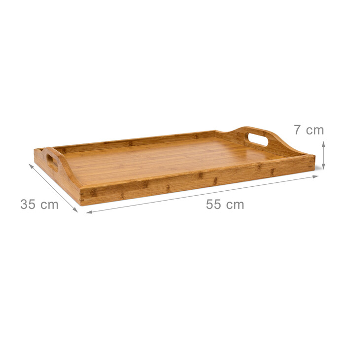 Relaxdays Tabletttisch Bambus 63,5 cm natur