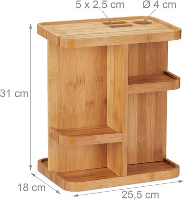 Relaxdays Make Up Organizer Bambus, drehbarer Kosmetik Organizer für Badezimmer & Schminktisch, HBT 31x25,5x18 cm, natur, 18 x 25,5 x 31 cm