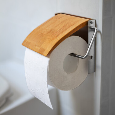 Relaxdays Toilettenpapierhalter Bambus