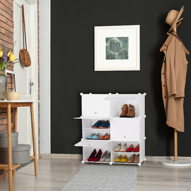 Relaxdays Weißer Schuhschrank mit 12 Fächern