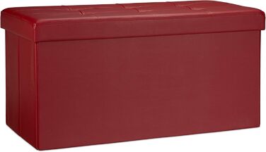 Relaxdays Faltbare Sitzbank 76cm, 2-Sitzer mit Stauraum, Kunstleder, 300kg belastbar, Orange