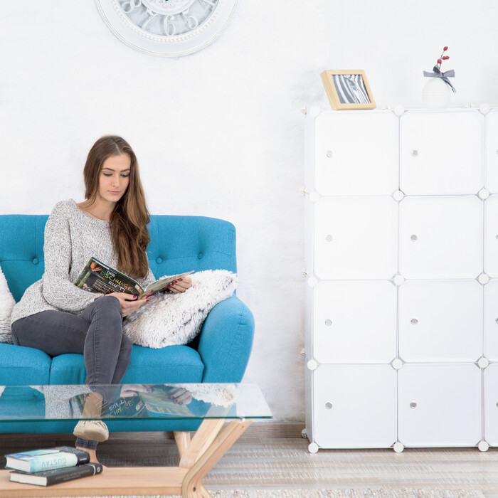 Relaxdays Steckregal Kunststoff mit 16 Fächern