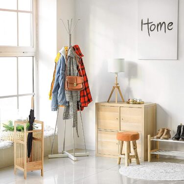 Relaxdays Schirmständer Bambus, eckig, 2 Griffe, H x B x T: ca. 64 x 25 x 26,5 cm, Umbrella Stand, Schirmhalter, natur