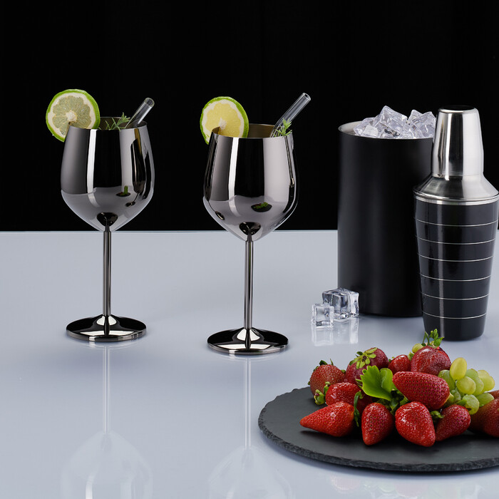 Relaxdays Weingläser Edelstahl 4er Set