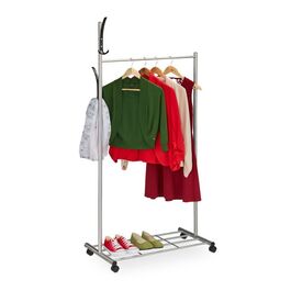 Relaxdays Silberne Garderobe mit Rollen
