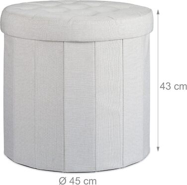 Relaxdays Sitzhocker mit Stauraum L, Fußhocker mit Deckel, 43x45x45 cm, Creme