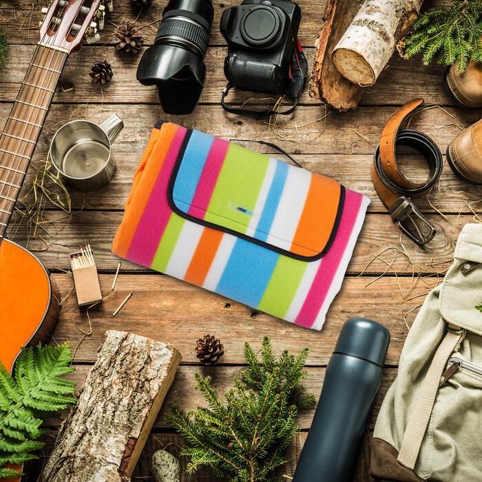 Relaxdays Picknickdecke bunte Streifen