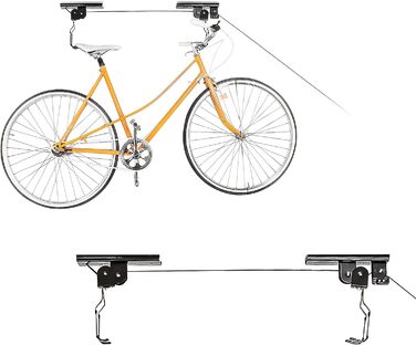 Relaxdays 2 x Fahrradlift im Set, mit Seilzug, universal Fahrradhalterung, zur Deckenmontage, für 2 Fahrräder