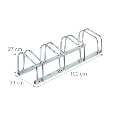 Relaxdays Silberner Fahrradständer für 4 Fahrräder