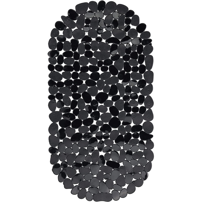 Relaxdays rutschfeste Badewannenmatte Steinoptik, waschbar, 36x68 cm, mit Saugnäpfen, Schwarz
