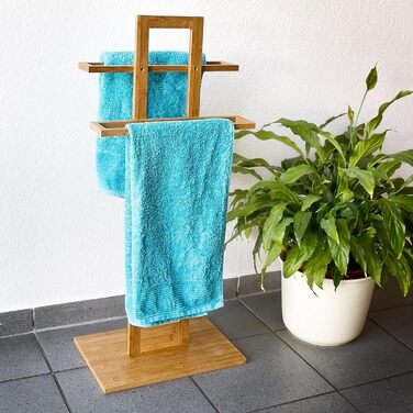 Relaxdays Handtuchständer Bambus HBT 85x37x25cm, frei stehend, Holzoptik, Herrendiener