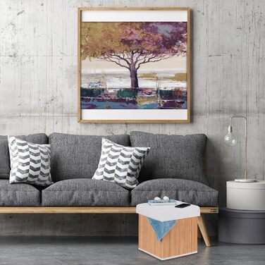 Relaxdays Sitzhocker mit Stauraum, faltbar, 35x35x35 cm, Bambus, natur/weiß