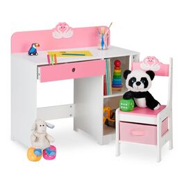 Relaxdays Kinder Schreibtisch und Stuhl Schwan