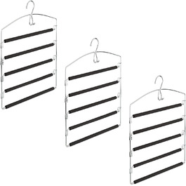 Relaxdays Hosenbügel, 3er Set, platzsparend, Metall, 44,5x37x2,7 cm