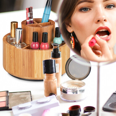 Relaxdays Make Up Organizer drehbar aus Bambus