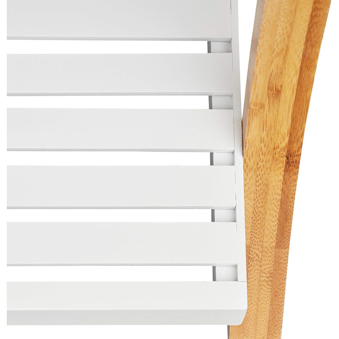 Relaxdays Handtuchhalter Bambus, mit Ablage & 3 Stangen, freistehend, 103x41x28cm, Natur/weiß