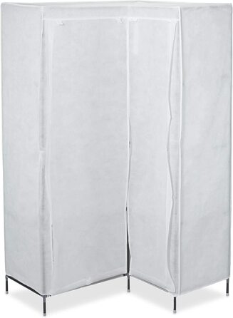 Relaxdays Eckkleiderschrank, 3. Generation, 8 Ablagen, 2 Kleiderstangen, Stecksystem, 2 Türen, HBT: 169x100x83 cm, weiß