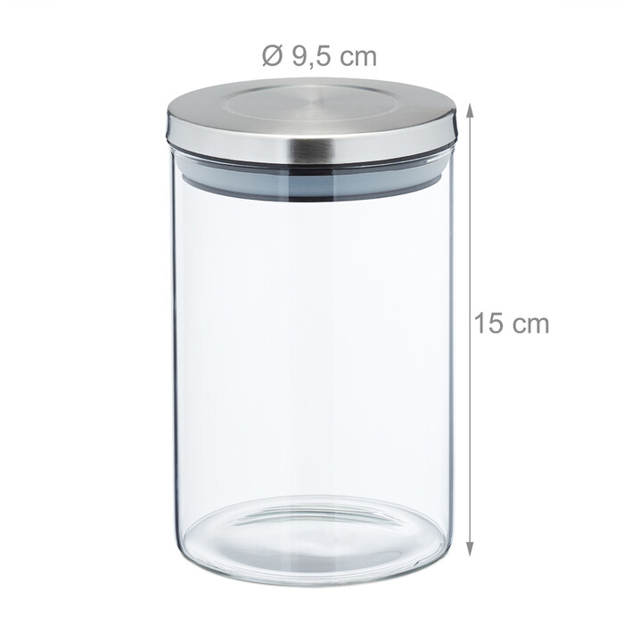 Relaxdays 3er Set Vorratsgläser 800 ml