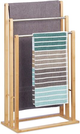 Relaxdays Handtuchhalter 3-armig, Bambus, 84x48x26cm