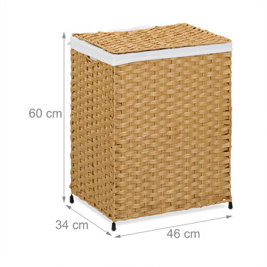 Relaxdays Wäschekorb Rattan-Optik 90 L
