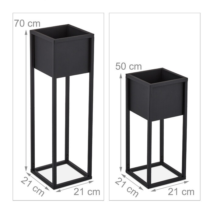 Relaxdays Metall Blumenständer 2er Set in Schwarz