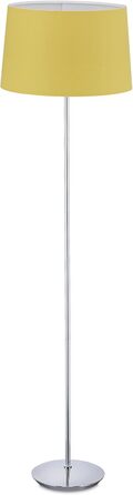 Relaxdays Stehlampe, Stoffschirm, chrom Fuß, E27, Ø 40 cm, 148,5 cm hoch, Gelb