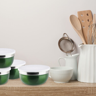 Relaxdays Schüssel Set mit Deckel 4-teilig