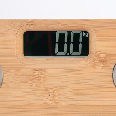 Relaxdays Digitale Personenwaage, Bambus, bis 180 kg, automatisches EIN/AUS, kg & lbs, Natur