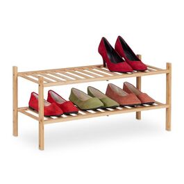 Relaxdays Bambus Schuhregal 2 Etagen stapelbar