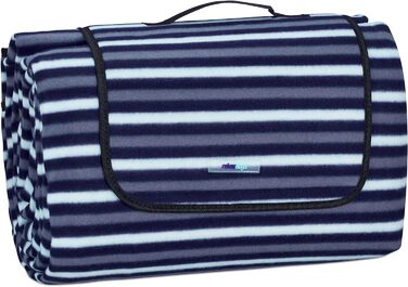 Relaxdays XXL Picknickdecke, 200x300 cm, isoliert, wasserdicht, gestreifte Fleece Stranddecke, weich, Tragegriff, bunt