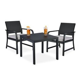 Relaxdays Balkonmöbel Set 3-teilig in Rattan-Optik