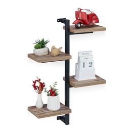 Relaxdays Wandregal Industrial mit 4 Ablagen