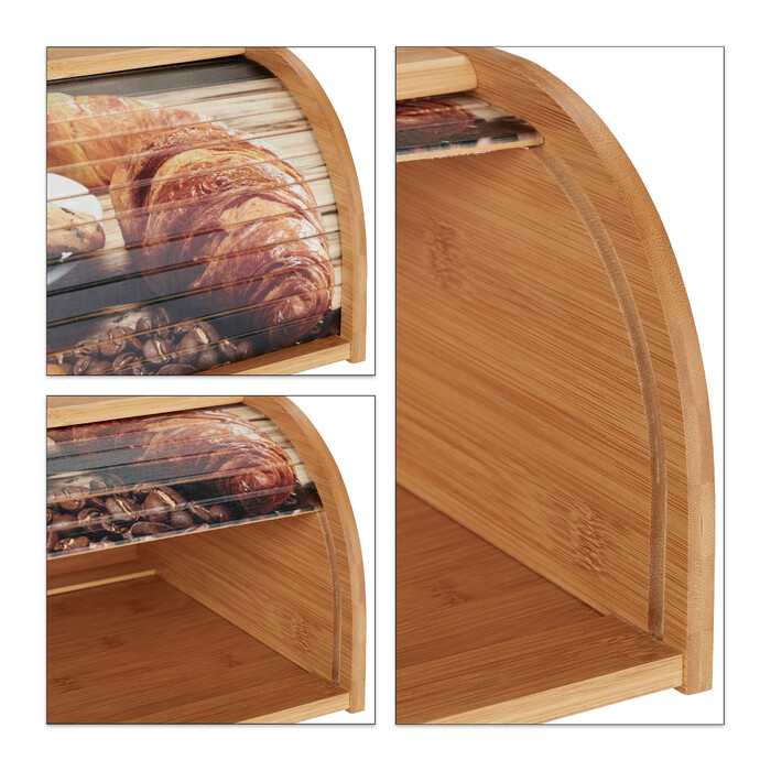 Relaxdays Brotkasten Bambus mit Rolldeckel