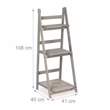Relaxdays Blumentreppe Holz grau