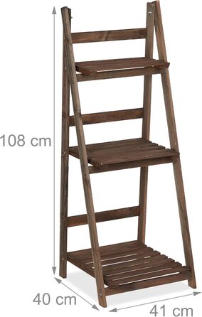 Relaxdays Blumentreppe, 2-stufig, klappbar, Holz, dunkelbraun, HBT: 51,5x41x24 cm