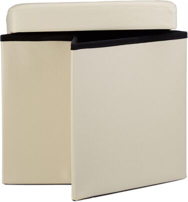 Relaxdays Sitzhocker, Leder, 38x38x38 cm, Creme