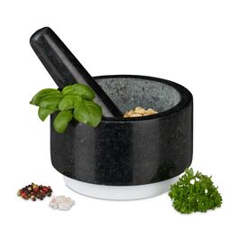 Relaxdays Granit Mörser mit Stößel rutschfest