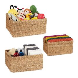 Relaxdays 3tlg. Aufbewahrungskorb Set aus Seegras