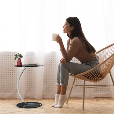 Relaxdays Schwarzer Beistelltisch aus Glas