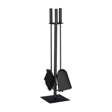 Relaxdays Kaminbesteck 4-teilig schwarz