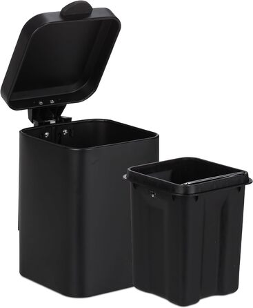 Relaxdays Wand-Kosmetikeimer, 6L, Absenkautomatik, Metall, schwarz