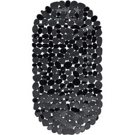 Relaxdays rutschfeste Badewannenmatte Steinoptik, waschbar, 36x68 cm, mit Saugnäpfen, Schwarz