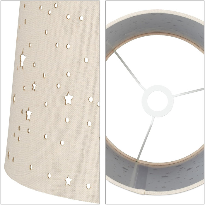 Relaxdays Kinderzimmer Tischlampe, E14, Stoffschirm mit Sternen, 40 cm, 50% Eisen, rosa