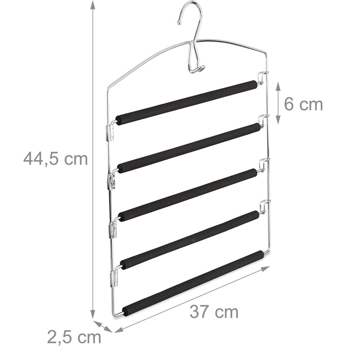 Relaxdays Hosenbügel, 3er Set, platzsparend, Metall, 44,5x37x2,7 cm